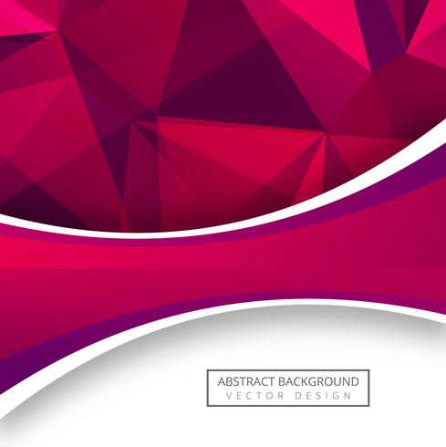 Abstract pink polygon background with wave design vector