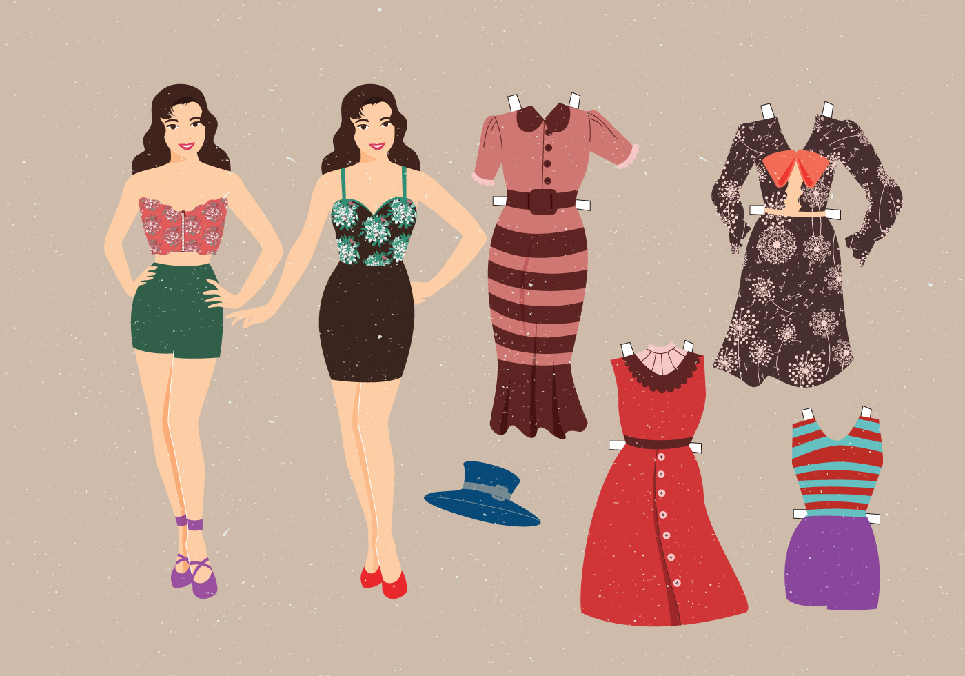 Vintage Paper Dolls Vector 246235 Vector Art at Vecteezy