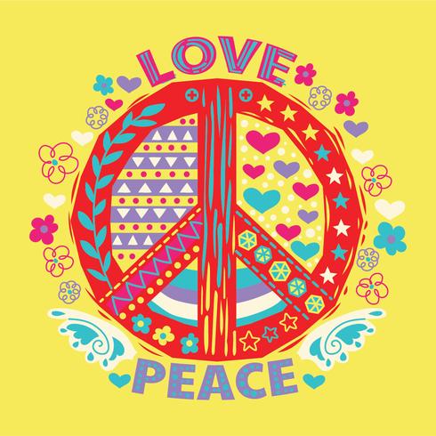 Love and Peace Hand Drawn Doodle and Lettering vector