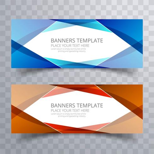 Banners coloridos ola abstracta set plantilla de diseño vector