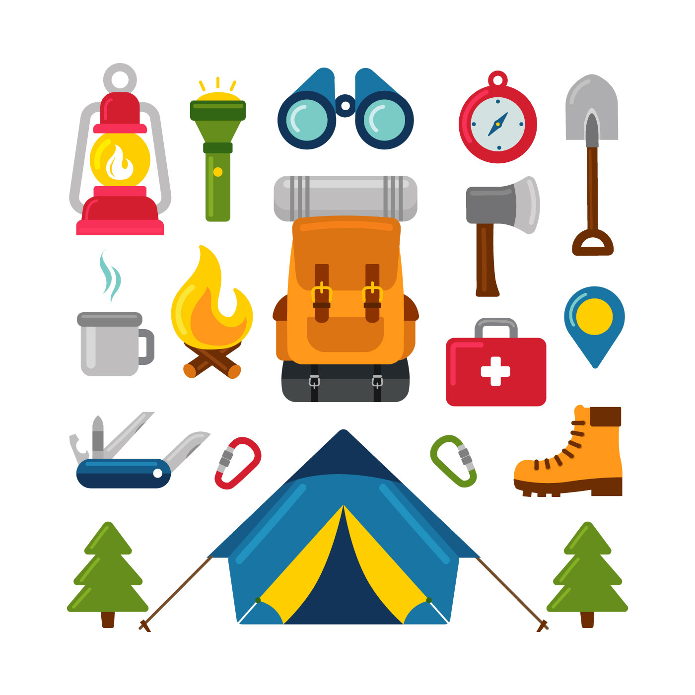 Camping Supplies Knolling 246358 Vector Art at Vecteezy