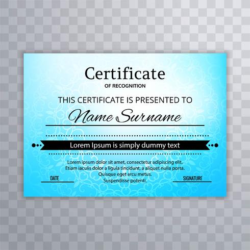 Blue colorful certificate template design vector