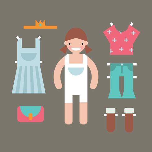 Flat Paper Doll vector