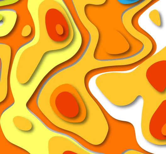 3d Abstract Background With Colorful Paper Cut Shapes Design