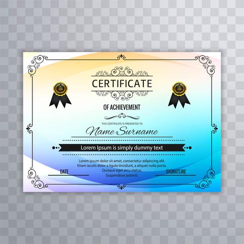 Abstract colorful certificate template design vector