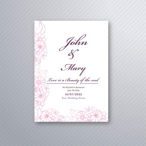 Wedding invitation card template with decorative floral backgrou vector