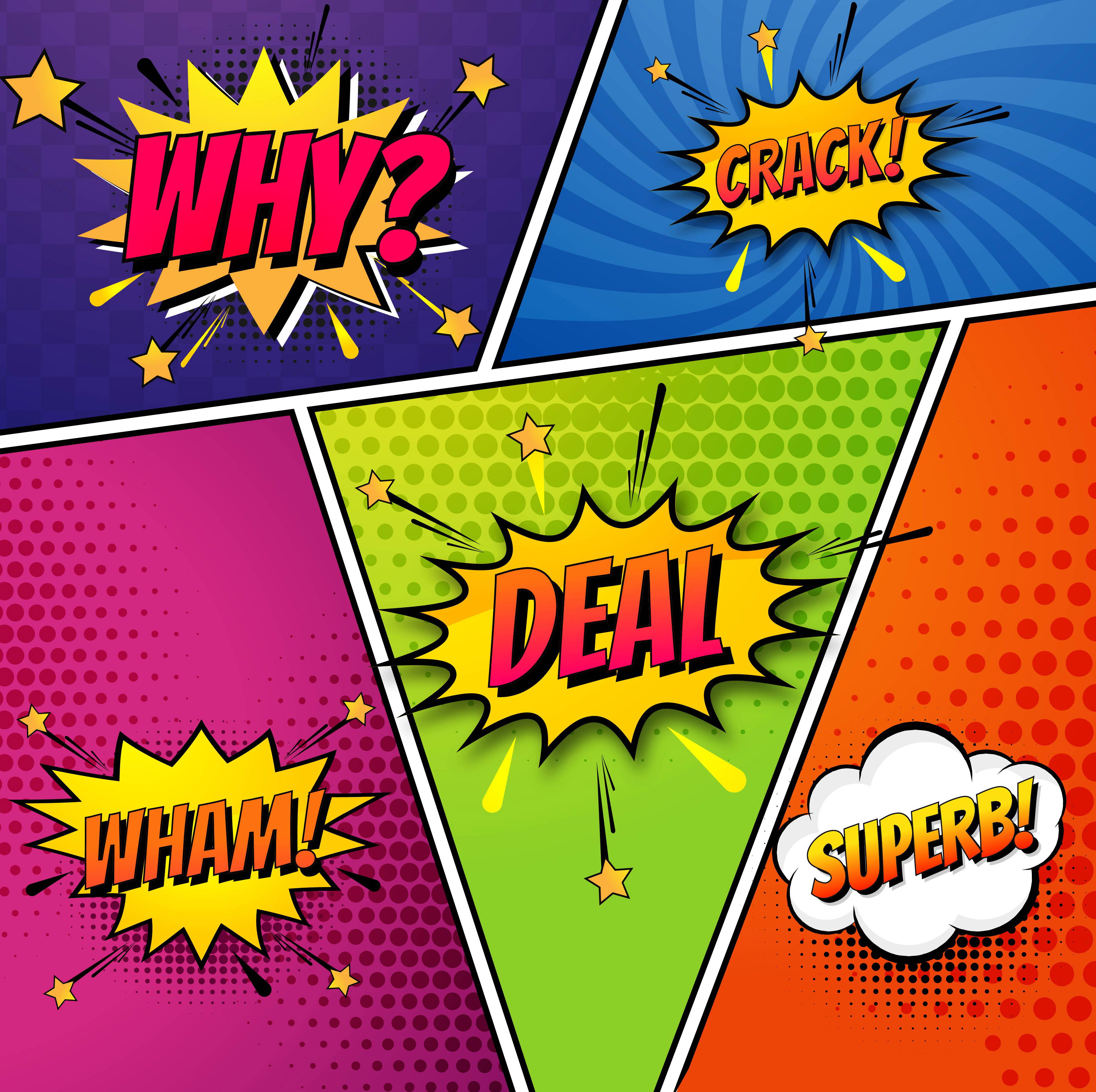 Beautiful pop art colorful  comic  book template background 