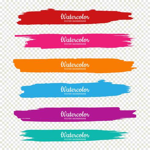 Beautiful hand draw colorful watercolor strokes set design vector