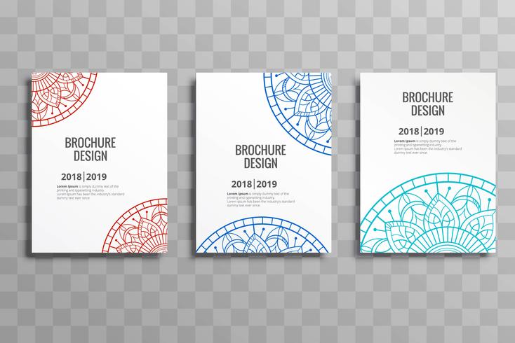 Modern business brochure mandalas template set design vector