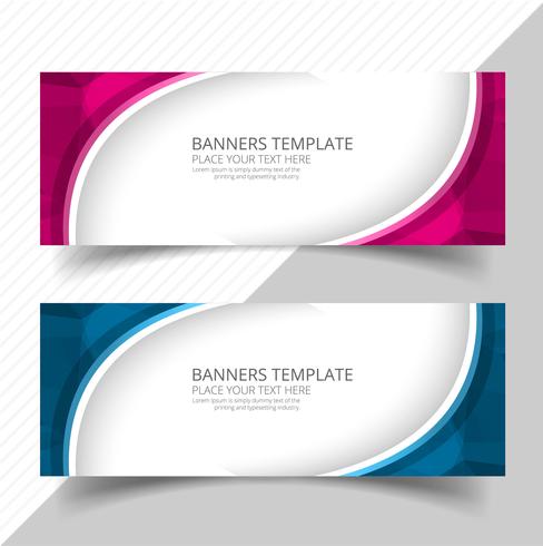 Elegant wave colorful banners set design vector