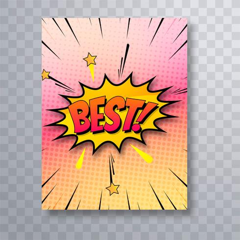 Pop art best text colorful comic book brochure template vector