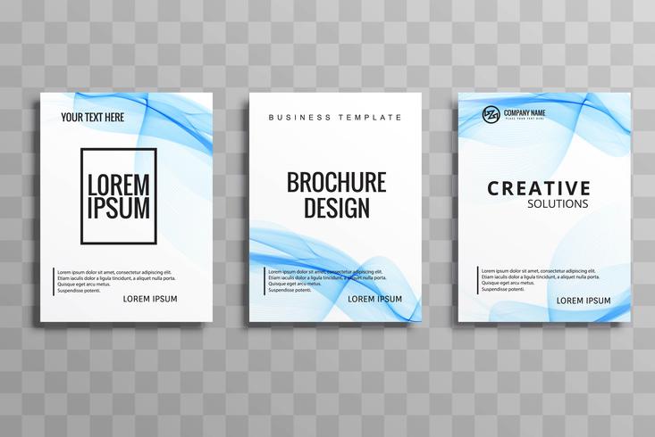 Vector conjunto de folleto de negocio ondulado azul abstracto