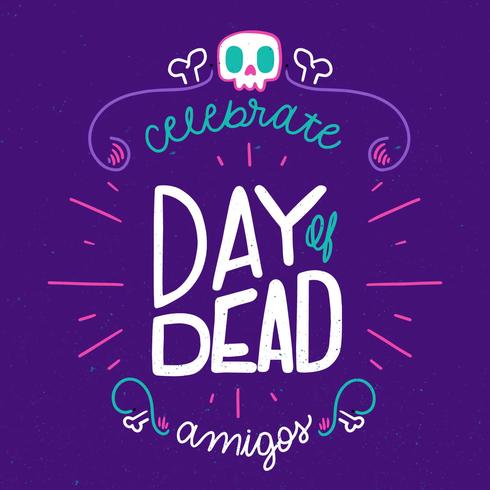 Cute And Colorful Day Of Dead Lettering vector