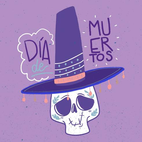 Letras de mano con calavera de azúcar vector