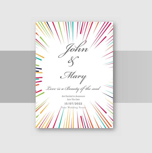 Wedding invitation cards with colorful circular lines background vector