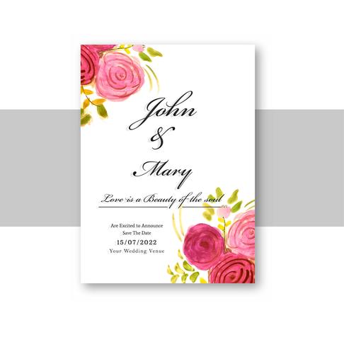 Wedding invitation card template with decorative floral backgrou vector