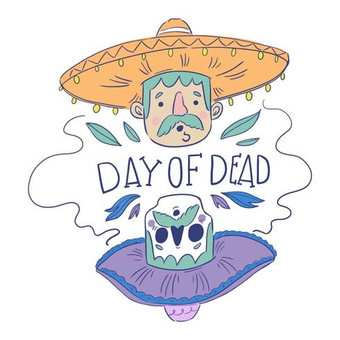 Cute Mexican Man And Sugar Skull vector