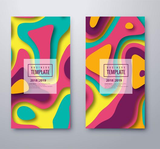 Elegant papercut colorful banner set template design vector