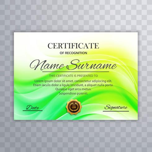 Beautiful green certificate template design vector
