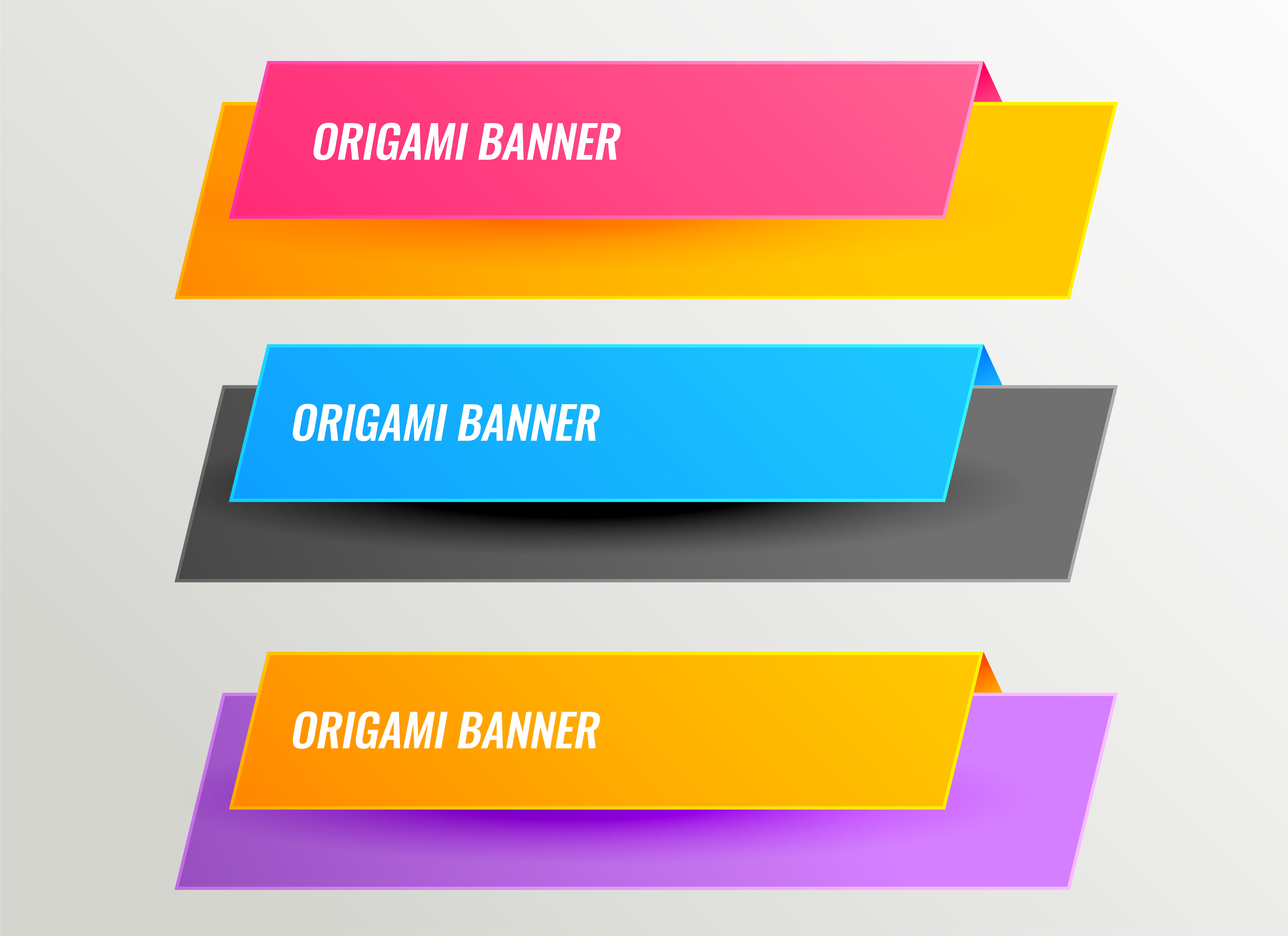 bright origami banners  design set Download Free Vector 