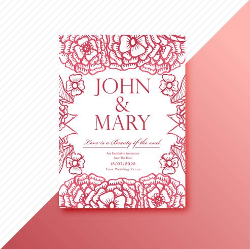 Wedding invitation card decorative floral template design vector