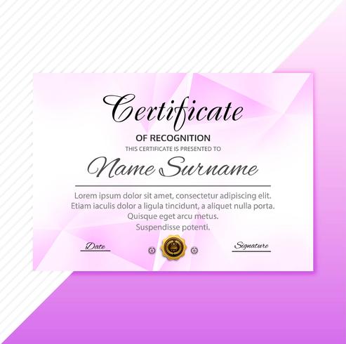 Beautiful stylish certificate template with polygon design vector