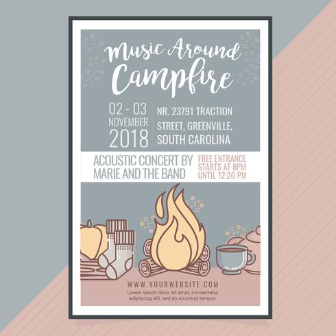 Vector Music Around Campfire Poster