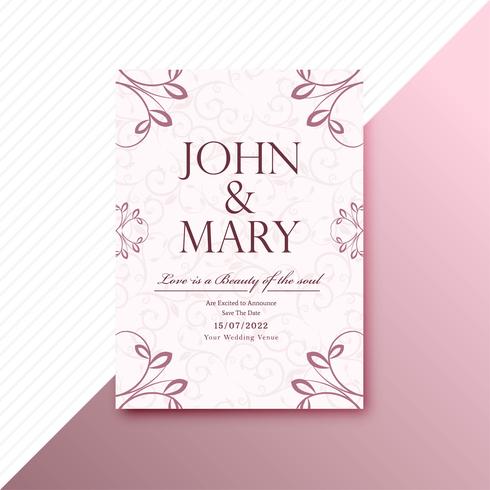 Beautiful decorative floral wedding invitation card template bac vector