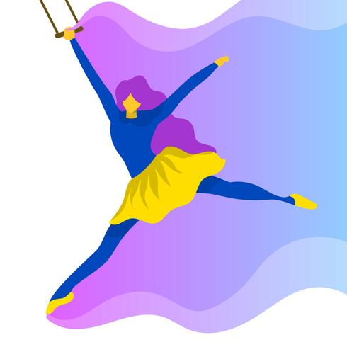 Flat Woman Trapeze artist Performance vector