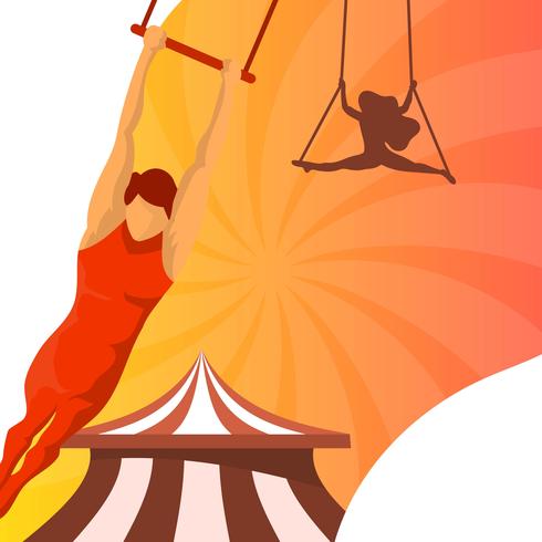 Flat Man Trapeze Artist On Perform Vector Illustration