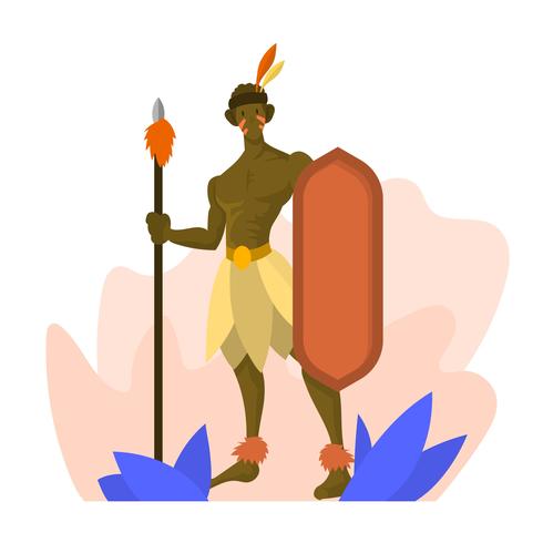 Flat Indigenous People Ancient Tribe Vector Illustration