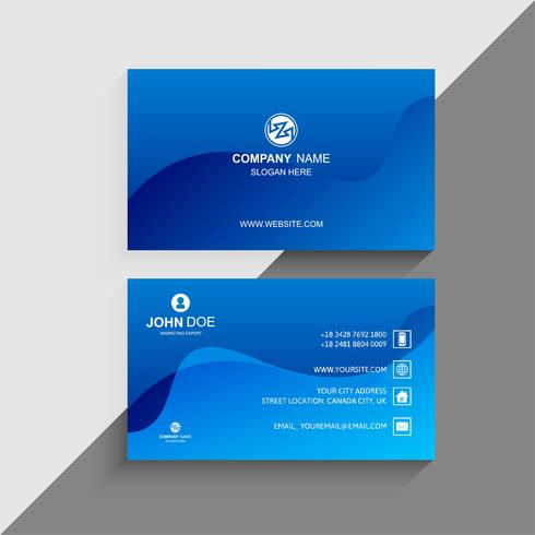 Business card template with blue wave background vector