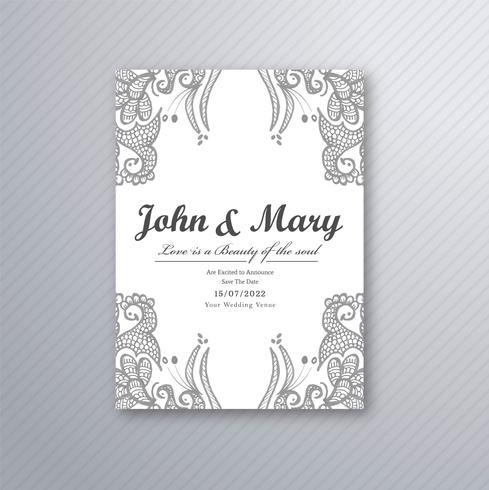 Decorative wedding card template vector