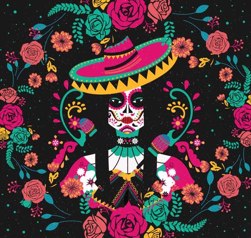 Day Of The Dead Back Background Vector 