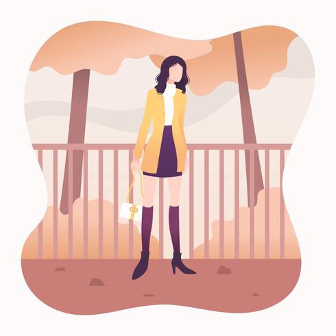 Girl In Fall Fashion Vector