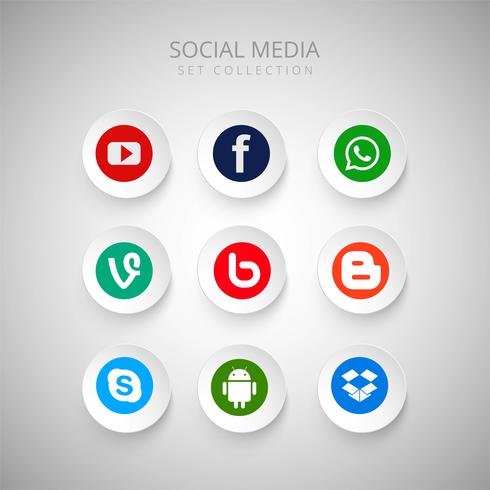 Hermoso conjunto de iconos de redes sociales de diseño vector