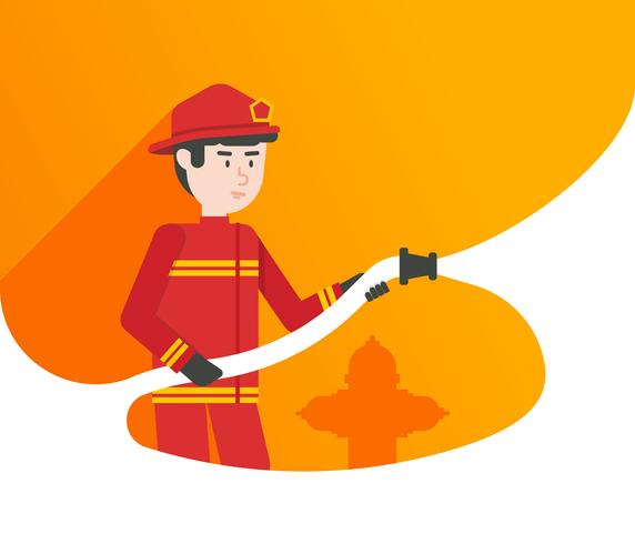 Firefighter Character Vector Illustration