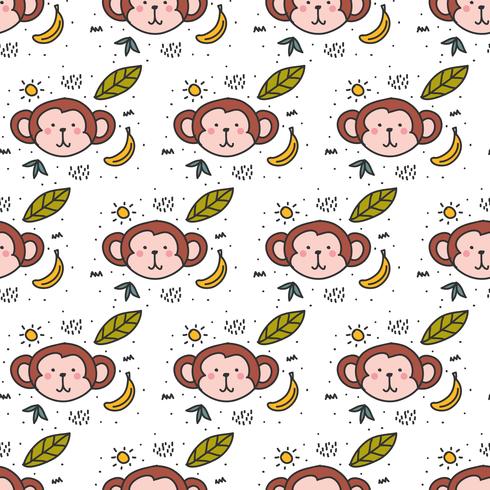 Monkey Doodle Pattern Vector