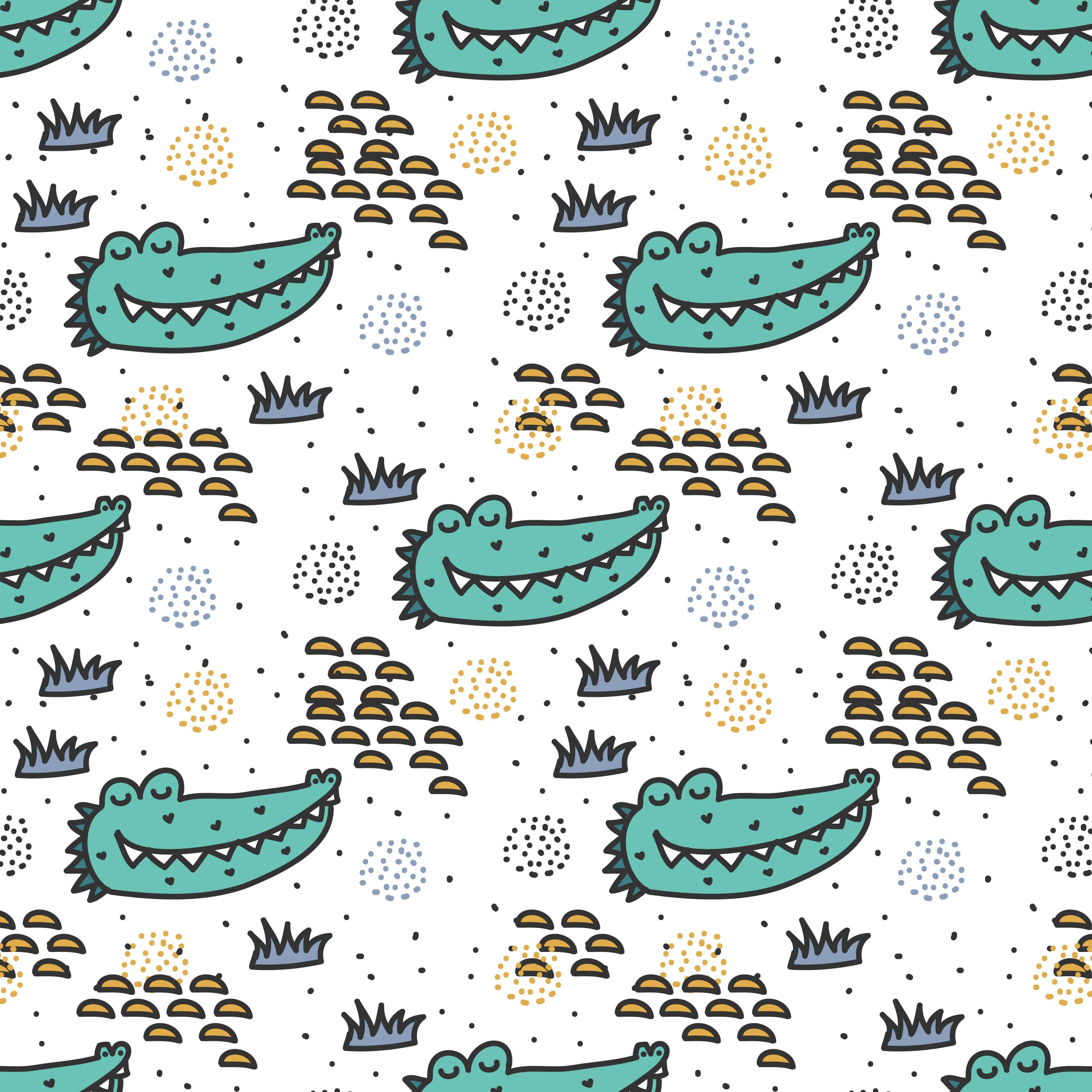 Crocodile Doodle Pattern Vector 247289 Vector Art at Vecteezy