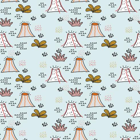 Volcano Doodle Pattern Vector