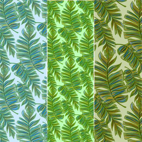 Vector Banana Leaves Set of Patterns