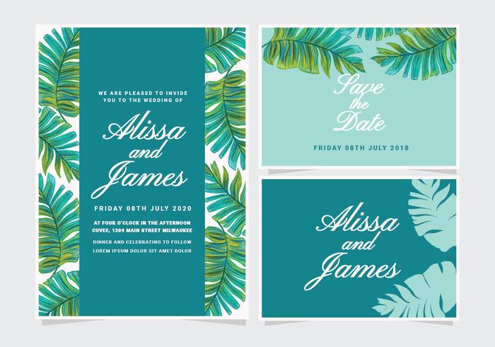 Vector Banana Leaf Wedding Invitation