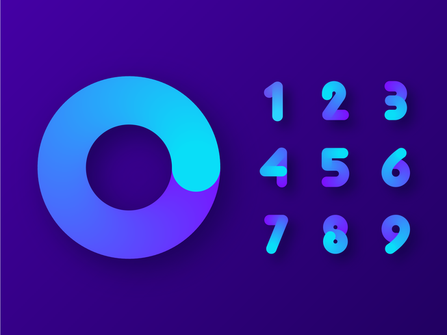 Colorful Gradient Fluid Numbers vector