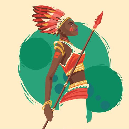 Indigenous Women with Spears vector