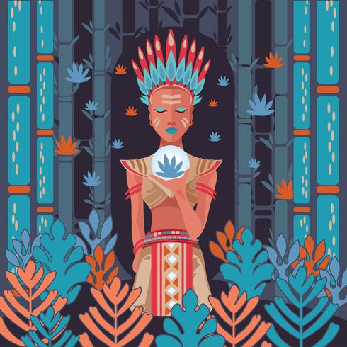 Indigenous Woman in Ritual vector