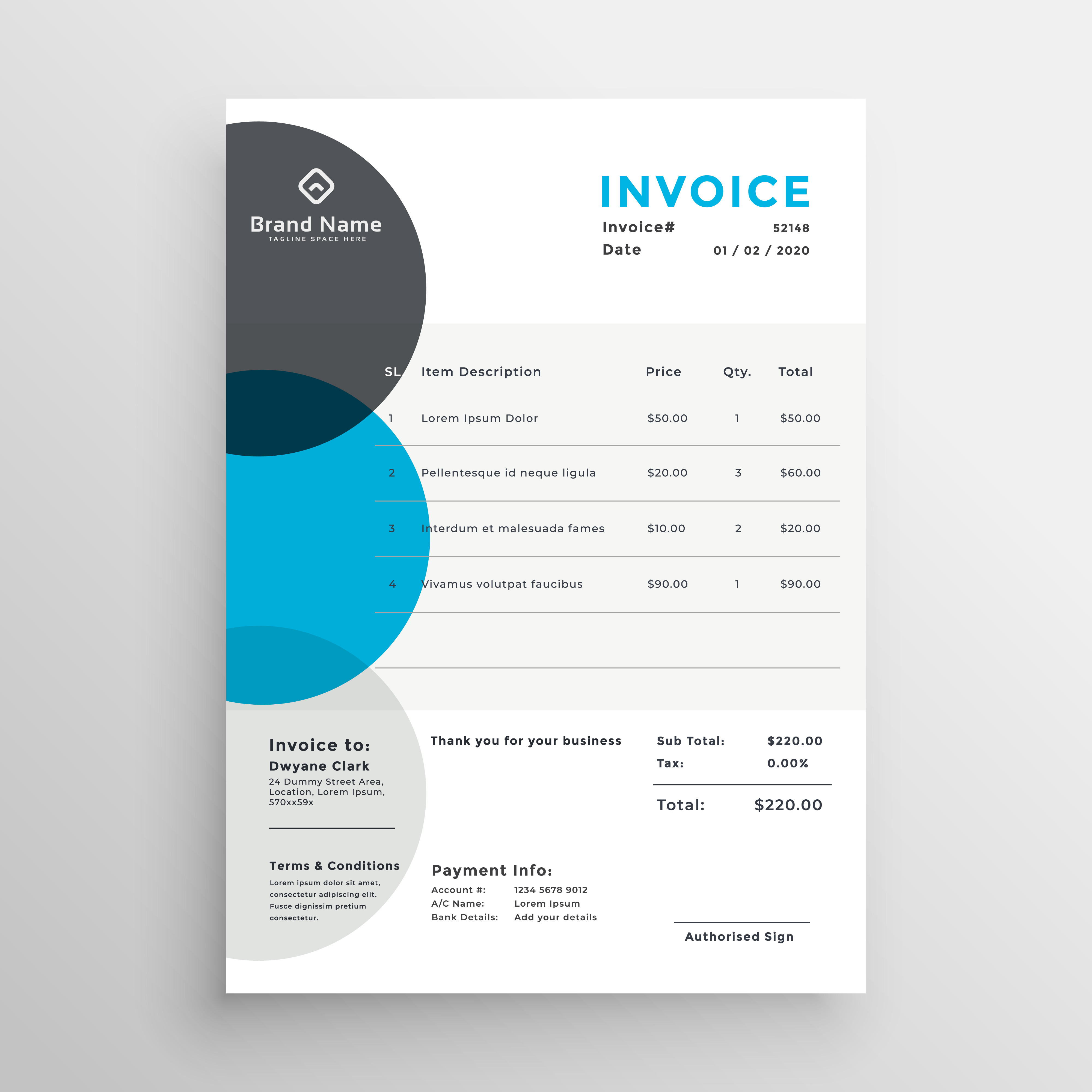 Creative Business Invoice Template Made With Circles Download Free 