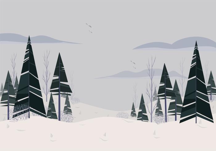 Vector Beautiful Winter Landscape Illustration