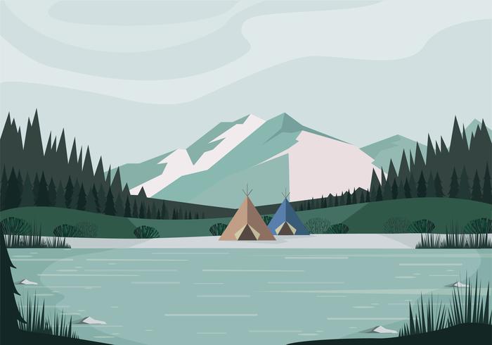 Vector hermoso paisaje de invierno ilustración