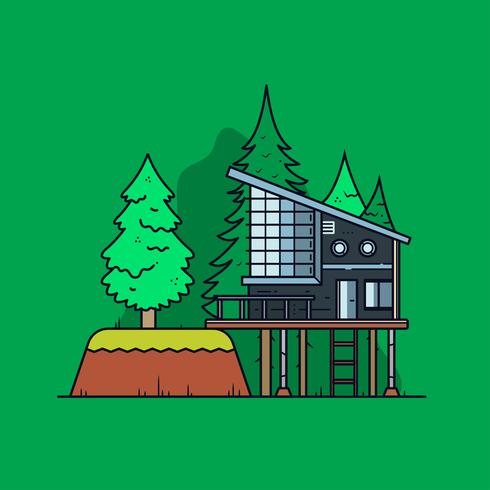 Cabina moderna en el bosque Vector