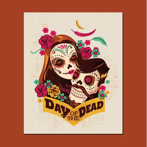 Festival de la pareja del día de los muertos vector